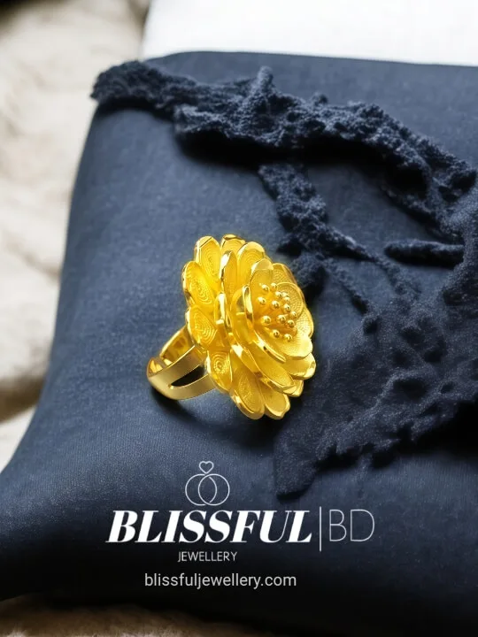 Multi-Layered Synthetic Gold Floral Ring (3cm)
