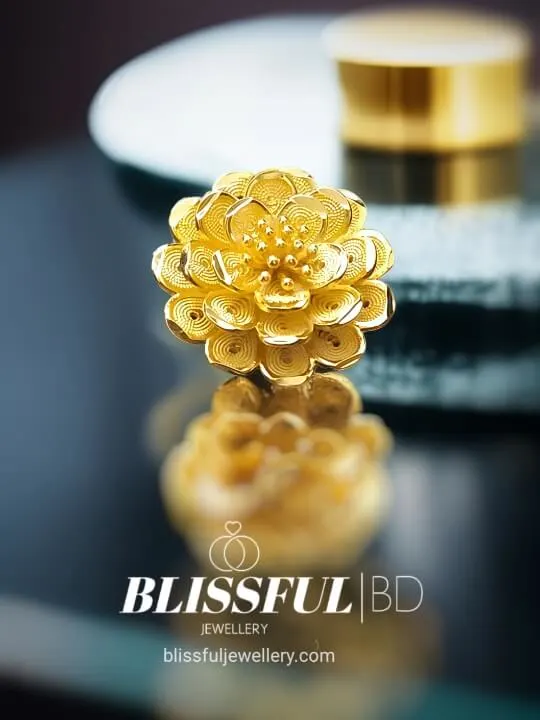Multi-Layered Synthetic Gold Floral Ring (3.5cm)